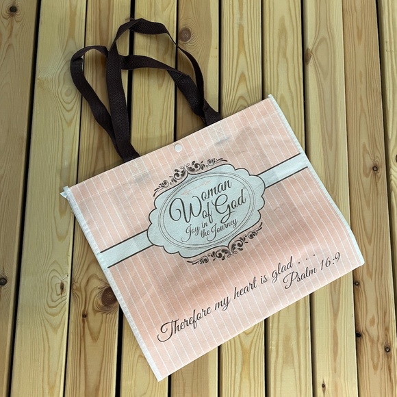 NEW Woman of God Tote Bag 14x12x4 Faith Scripture Pink Tote Bag - Picture 2 of 8